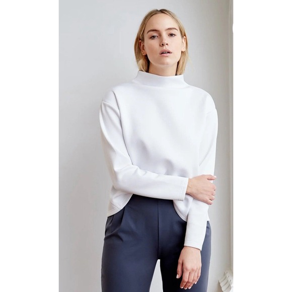 ADAY Tops - ADAY Like A Boss Pullover Womens Small White Sweatshirt Recycled Scuba USA